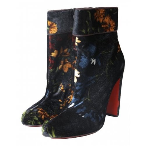 Pre-owned Christian Louboutin Velvet Ankle Boots In Multicolour