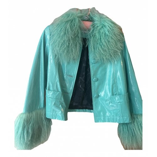 Pre-owned Saks Potts Faux Fur Jacket In Turquoise