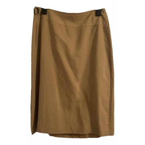 Pre-owned Burberry Linen Mid-length Skirt In Camel