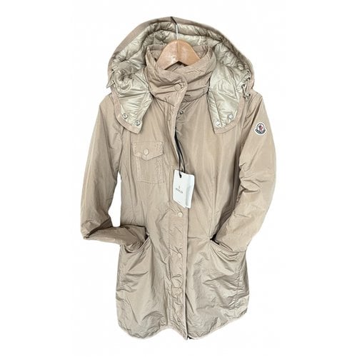 Pre-owned Moncler Silk Trench Coat In Beige