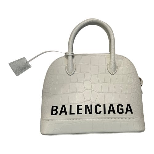 Pre-owned Balenciaga Ville Top Handle Crocodile Handbag In White