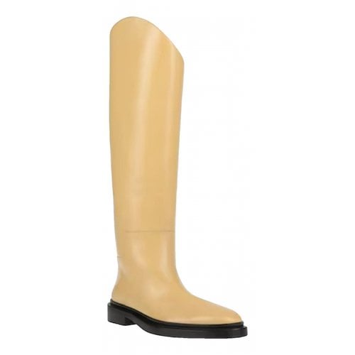 Pre-owned Jil Sander Leather Riding Boots In Beige