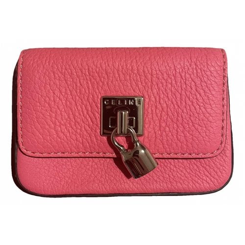 Pre-owned Celine Leather Card Wallet In Pink