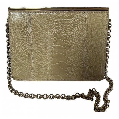 Pre-owned Dolce & Gabbana Leather Clutch Bag In Beige