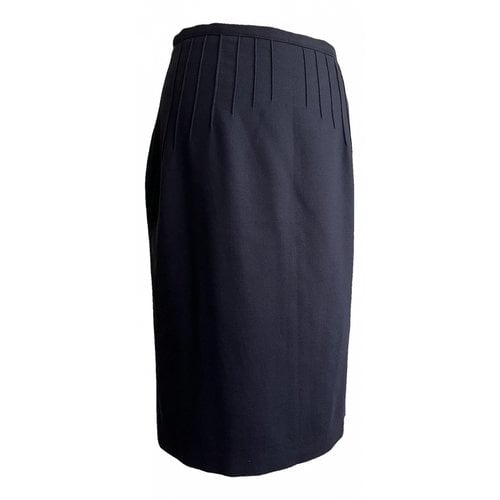 Pre-owned Valentino Wool Mini Skirt In Navy