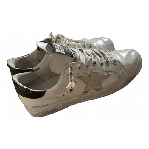 Pre-owned Golden Goose May Leather Trainers In White