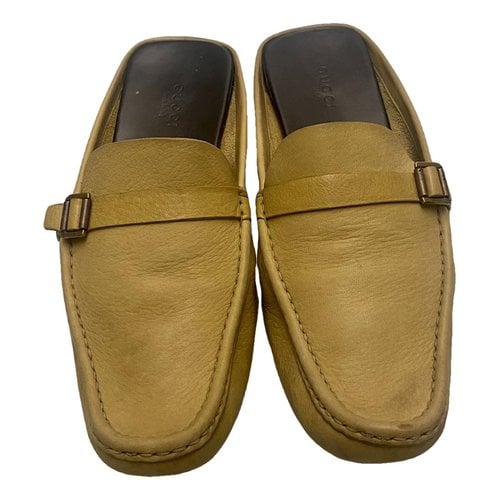 Pre-owned Gucci Princetown Leather Flats In Yellow