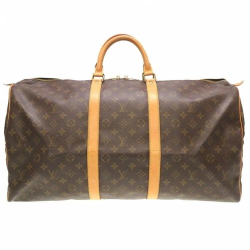 Pre-owned Louis Vuitton Keepall Cloth Satchel In Brown