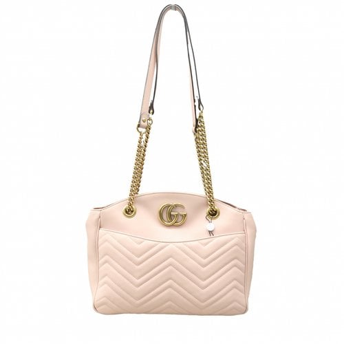 Pre-owned Gucci Marmont Leather Satchel In Pink