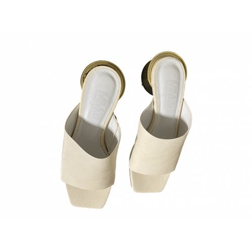 Pre-owned Maison Margiela Leather Mules & Clogs In White