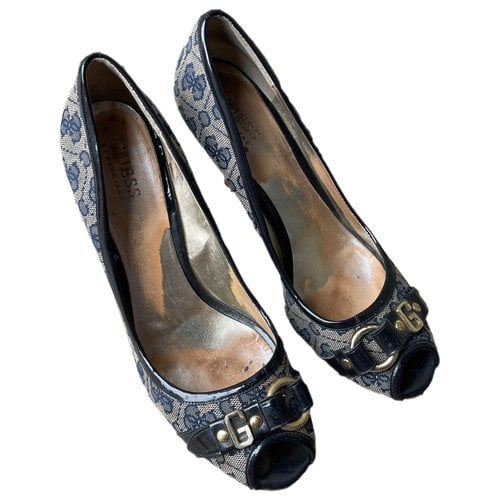 Pre-owned Guess Cloth Heels In Blue