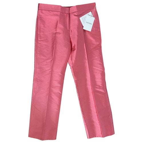 Pre-owned Valentino Silk Straight Pants In Pink