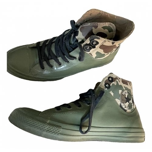 Pre-owned Converse High Trainers In Khaki