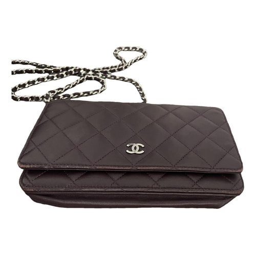 Pre-owned Chanel Wallet On Chain Timeless/classique Leather Crossbody Bag In Purple