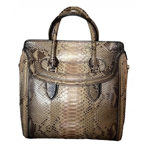 Pre-owned Alexander Mcqueen Heroine Python Handbag In Beige