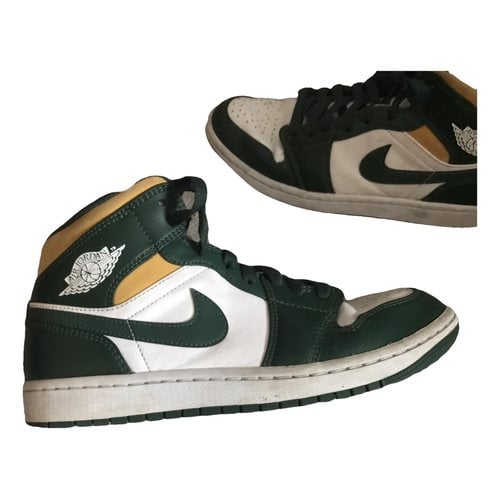 Pre-owned Jordan 1 Leather Lace Ups In Green