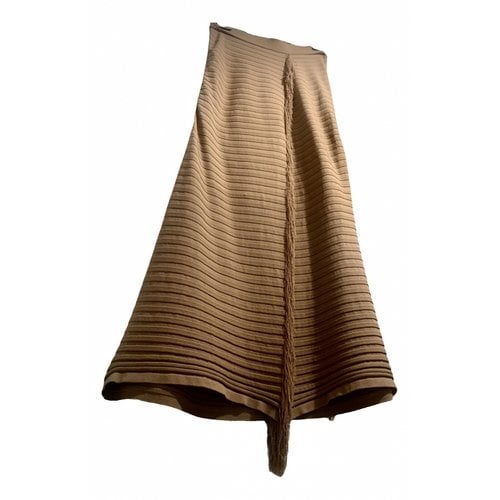 Pre-owned Pinko Skirt In Camel