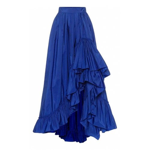Pre-owned Max Mara Silk Maxi Skirt In Blue