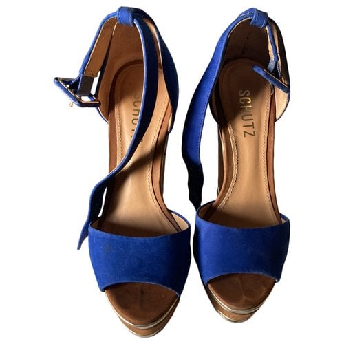 Pre-owned Schutz Leather Sandals In Blue