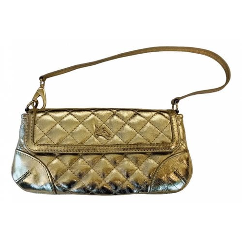 Pre-owned Burberry Leather Clutch Bag In Gold