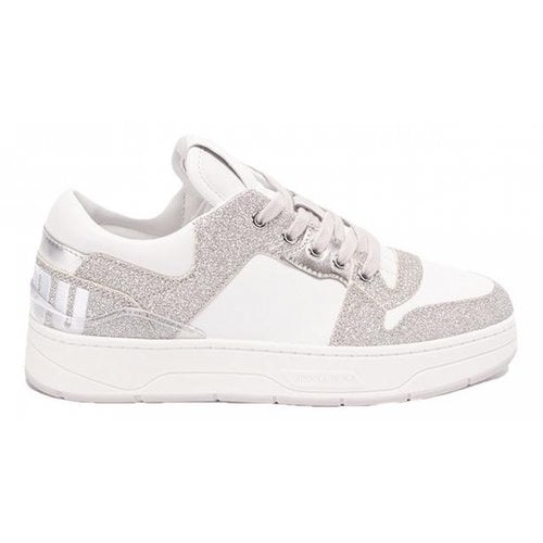 Pre-owned Jimmy Choo Glitter Trainers In Silver