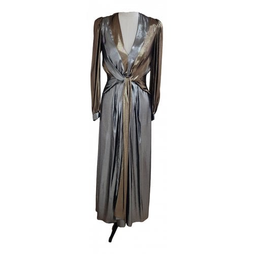 Pre-owned Alberta Ferretti Silk Maxi Dress In Metallic