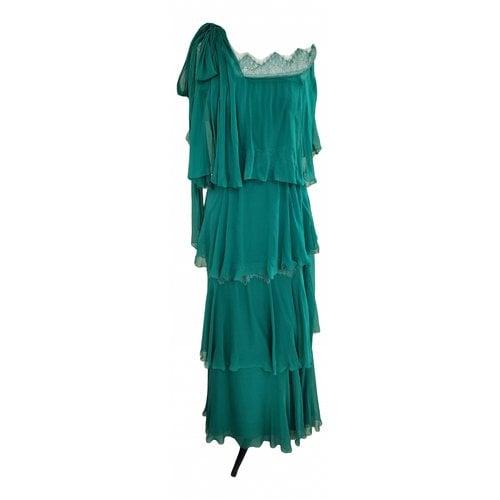 Pre-owned Alberta Ferretti Silk Maxi Dress In Green