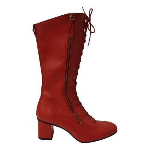 Pre-owned Max & Co Leather Boots In Red