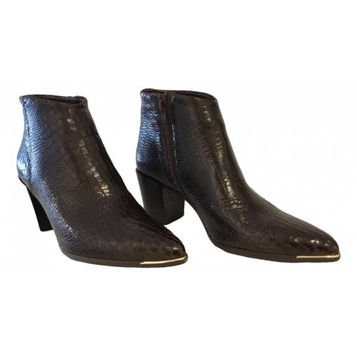 Pre-owned Gioia Leather Ankle Boots In Brown