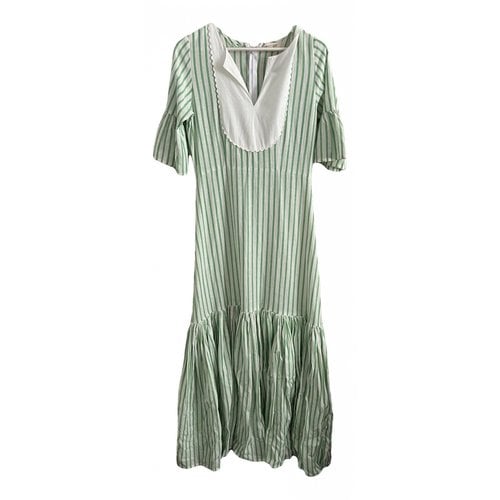 Pre-owned Wiggy Kit Linen Maxi Dress In Green