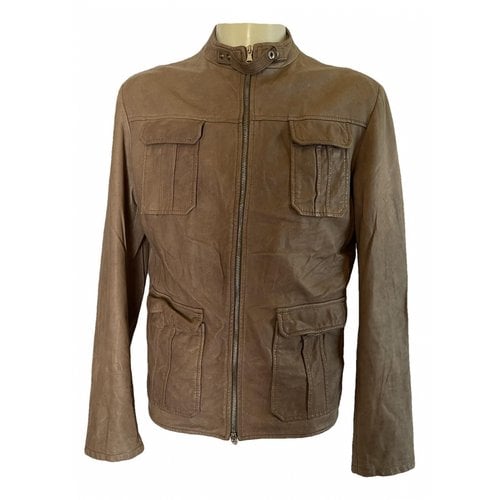 Pre-owned Daniele Alessandrini Leather Jacket In Camel
