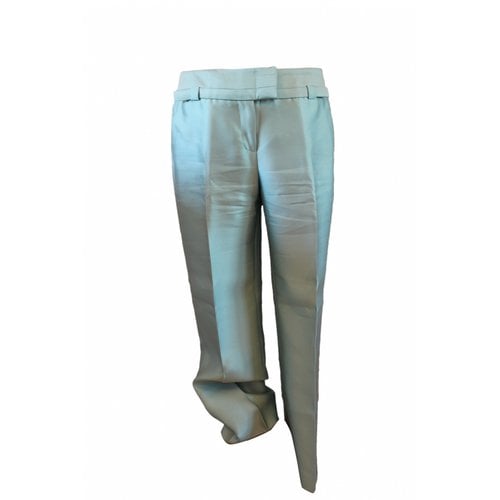 Pre-owned Dior Silk Trousers In Turquoise