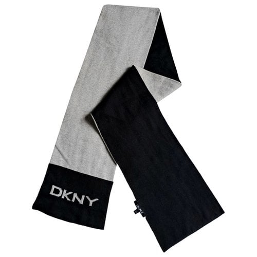 Pre-owned Dkny Wool Scarf & Pocket Square In Grey