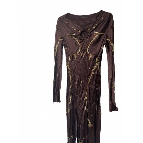 Pre-owned Antik Batik Silk Dress In Brown