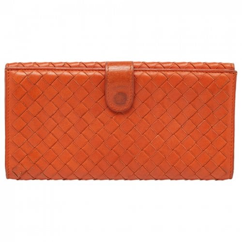 Pre-owned Bottega Veneta Leather Wallet In Orange