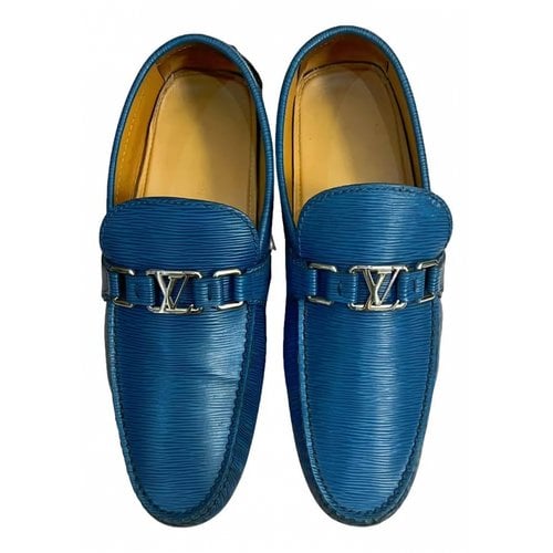 Pre-owned Louis Vuitton Hockenheim Leather Flats In Blue