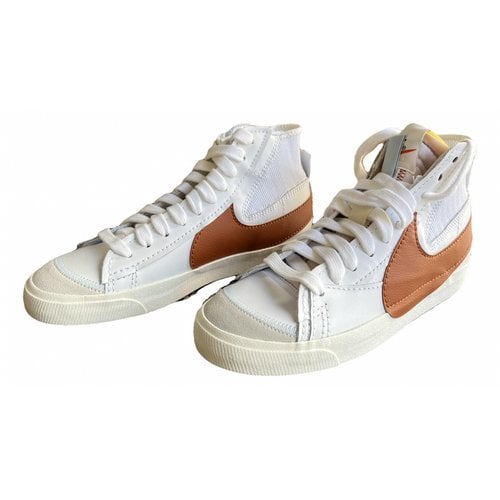 Pre-owned Nike Blazer Leather High Trainers In Brown