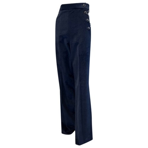 Pre-owned Max Mara Velvet Large Pants In Blue