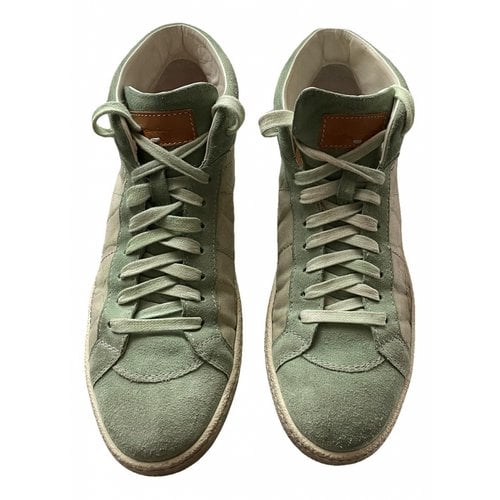 Pre-owned Santoni Leather Trainers In Green