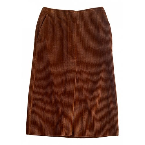 Pre-owned Tela Velvet Mid-length Skirt In Brown