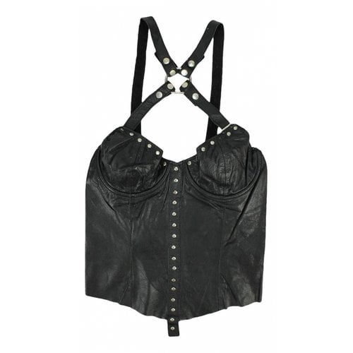 Pre-owned Replay Leather Corset In Black