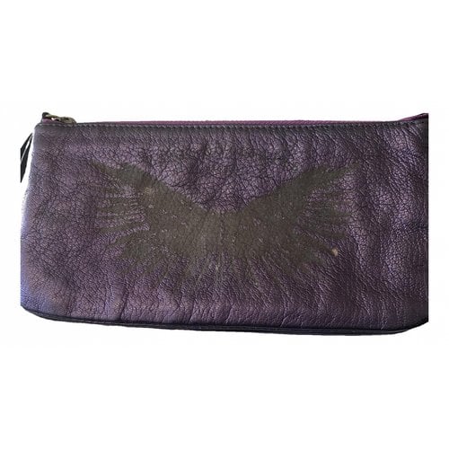 Pre-owned Zadig & Voltaire Leather Clutch Bag In Purple