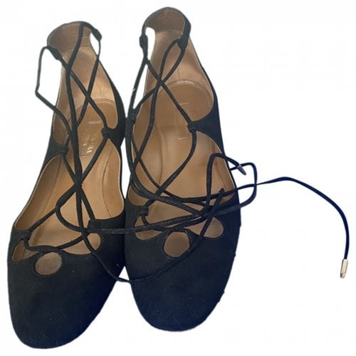 Pre-owned Aquazzura Christy Ballet Flats In Black
