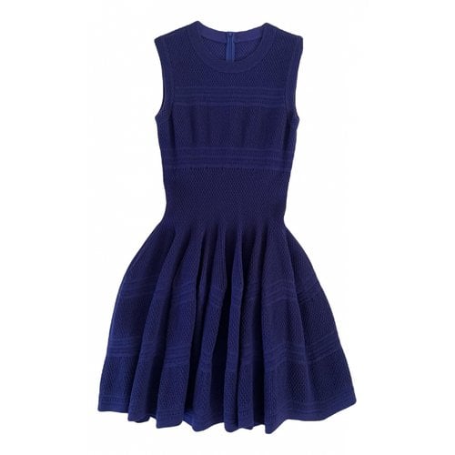 Pre-owned Alaïa Wool Mid-length Dress In Blue