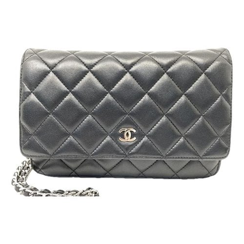 Pre-owned Chanel Trendy Cc Wallet On Chain Leather Crossbody Bag In Black