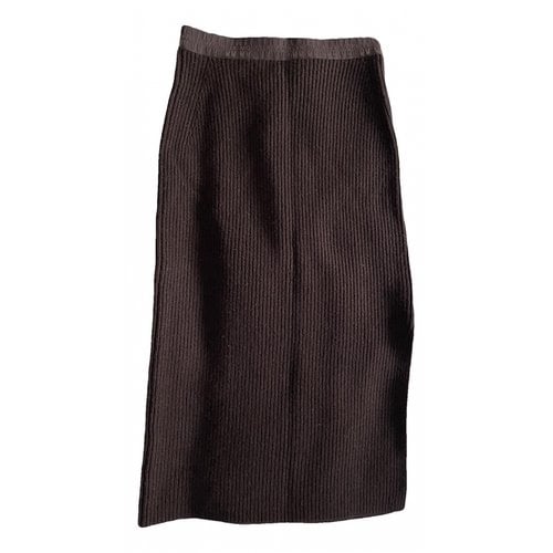 Pre-owned Moncler Wool Mid-length Skirt In Black
