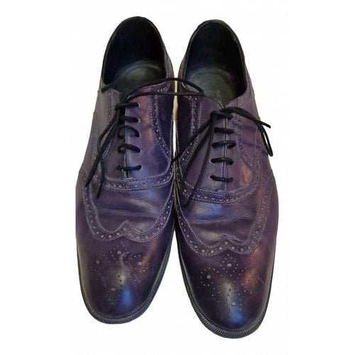Pre-owned Sergio Rossi Leather Lace Ups In Purple
