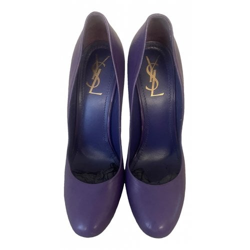 Pre-owned Saint Laurent Palais Leather Heels In Purple