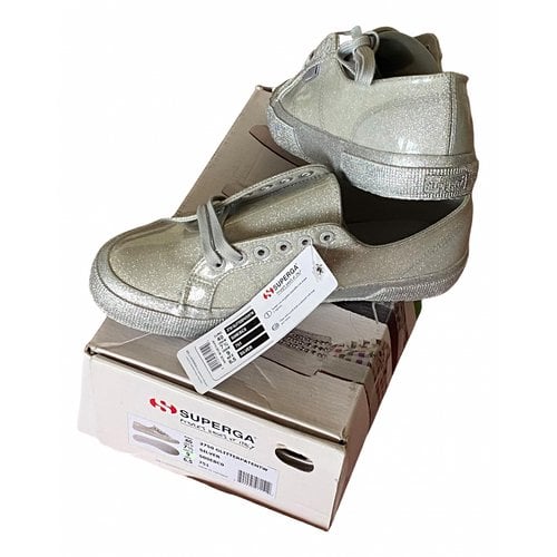 Pre-owned Superga Glitter Trainers In Silver