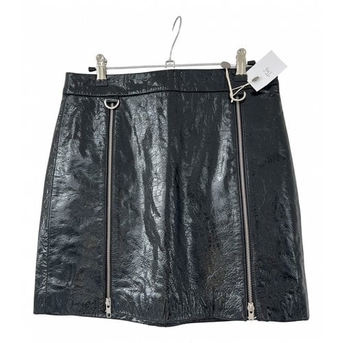 Pre-owned Michelle Mason Leather Mini Skirt In Black